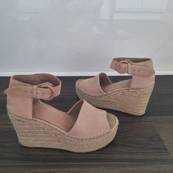 💙 Marc Fisher Soft Leather Alida Espadrilles Wedge Size 9 Blush Soft Minimalist - Picture 6 of 7